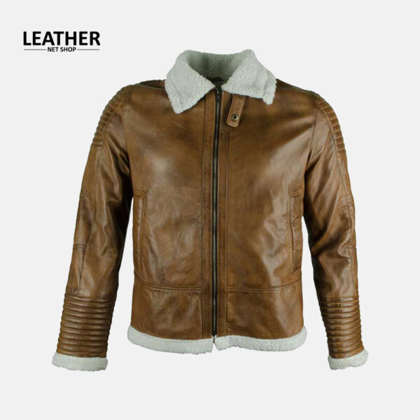 Brown Quilted Bomber Leather Jacket