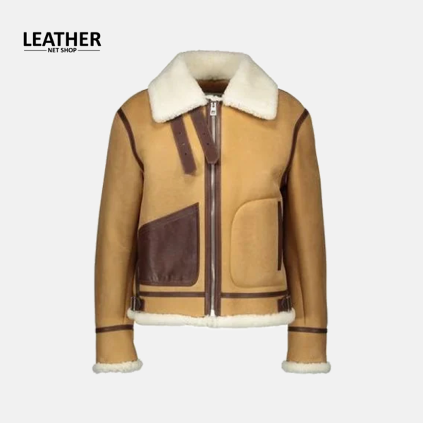 Brown shearling aviator jacket
