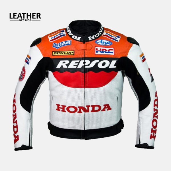 Honda Repsol Team Motorbike Racer Custom Leather Jacket With Hump