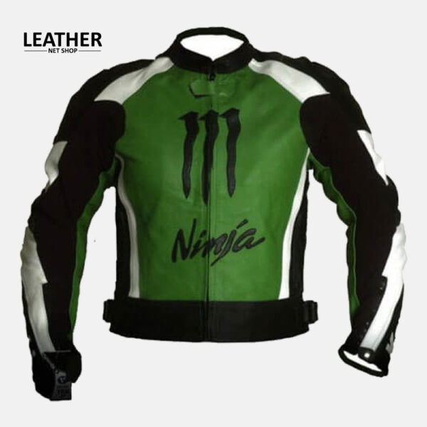 Kawasaki Ninja Motorbiker Green Racing Leather Jacket