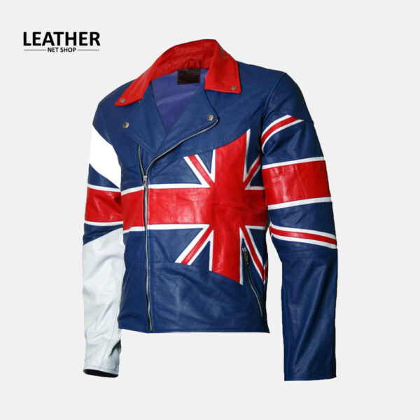 UK flag leather jacket men