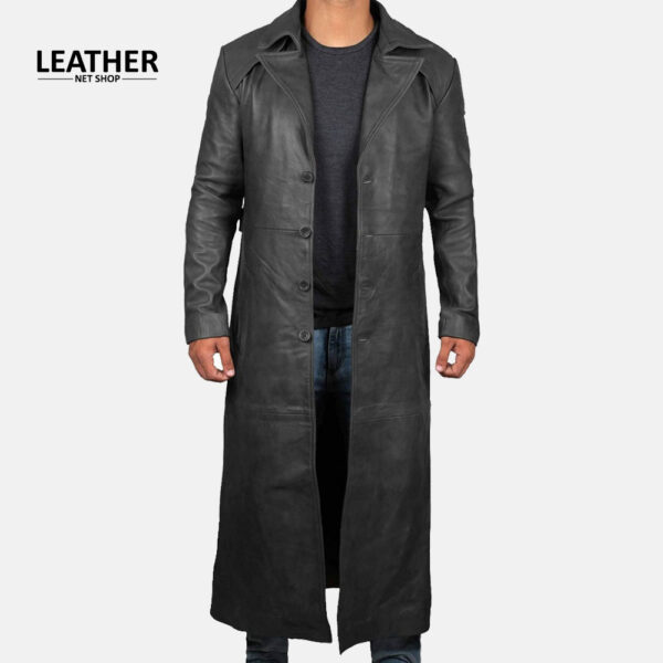 Jackson Black Mens Leather Duster - 100% Real Leather
